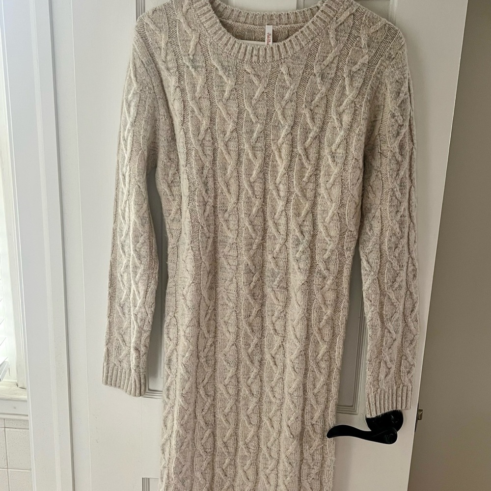 Pinkblush Cream Long Sleeve Sweater Dress